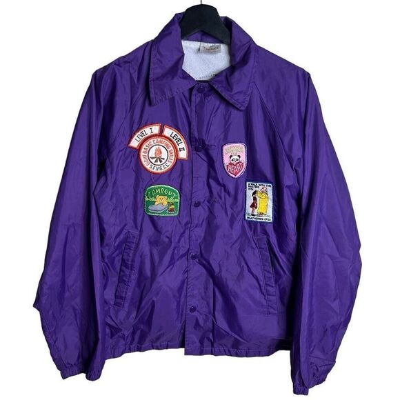 Vintage 80s/90s Girls Scouts Patched Up Jacket 18/20 - Picture 1 of 6